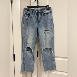 Casual Distressed Boyfriend Jeans in Blue